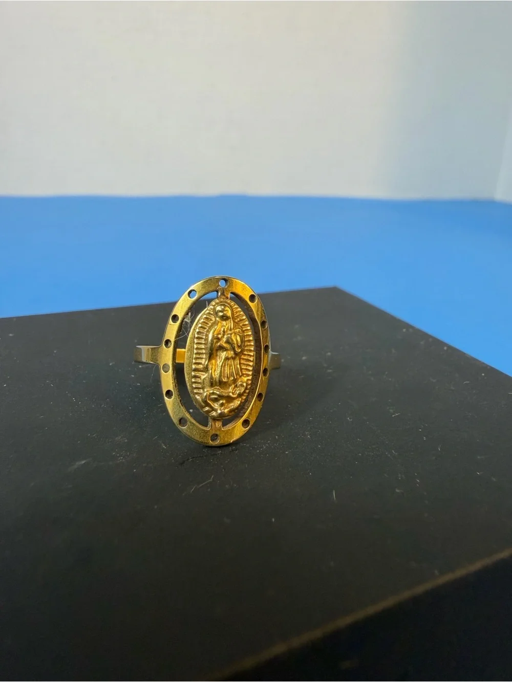 religious ring featuring the Virgin of Guadalupe